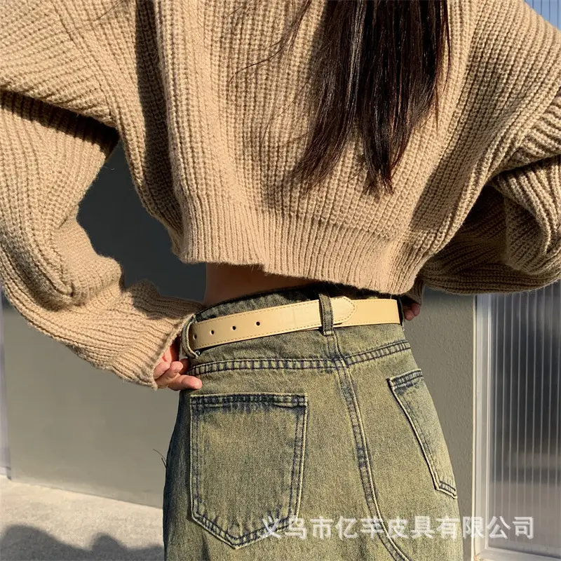 Brown Leather Belt with Gold buckle for Women — feature 16