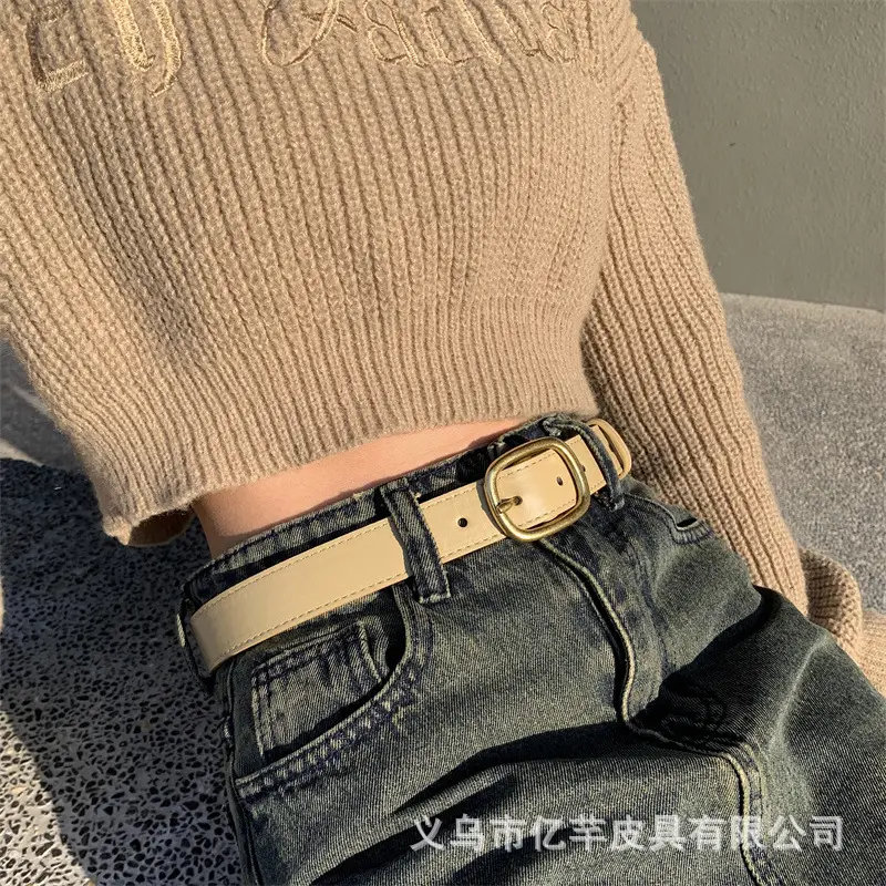 Brown Leather Belt with Gold buckle for Women — feature 17