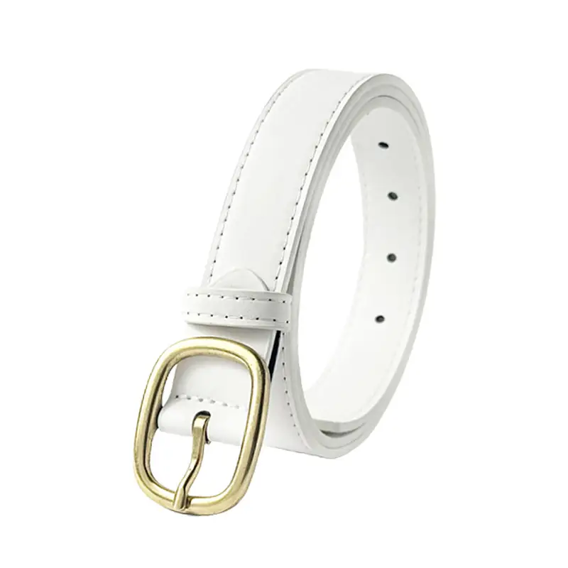 Brown Leather Belt with Gold buckle for Women - Image 5