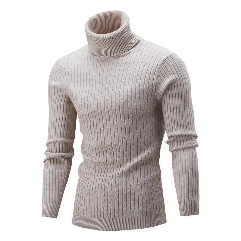 Men's Purple Turtleneck Pullover Sweater Autumn Slim Fit - Image 2