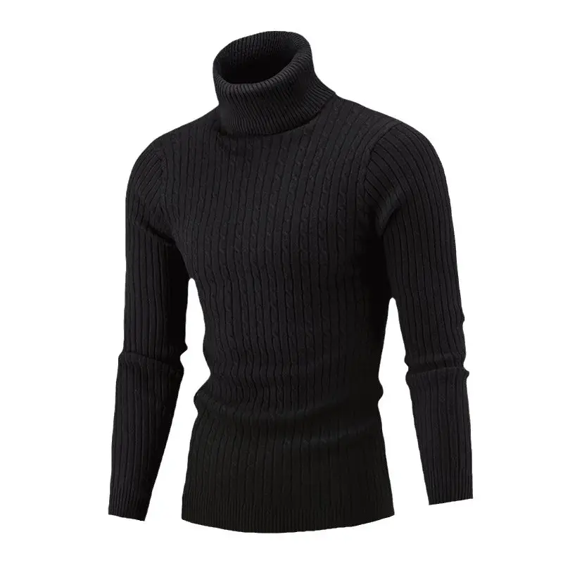 Men's Purple Turtleneck Pullover Sweater Autumn Slim Fit - Image 12
