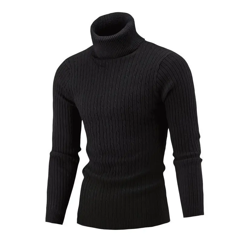 Men's Purple Turtleneck Pullover Sweater Autumn Slim Fit — feature 10