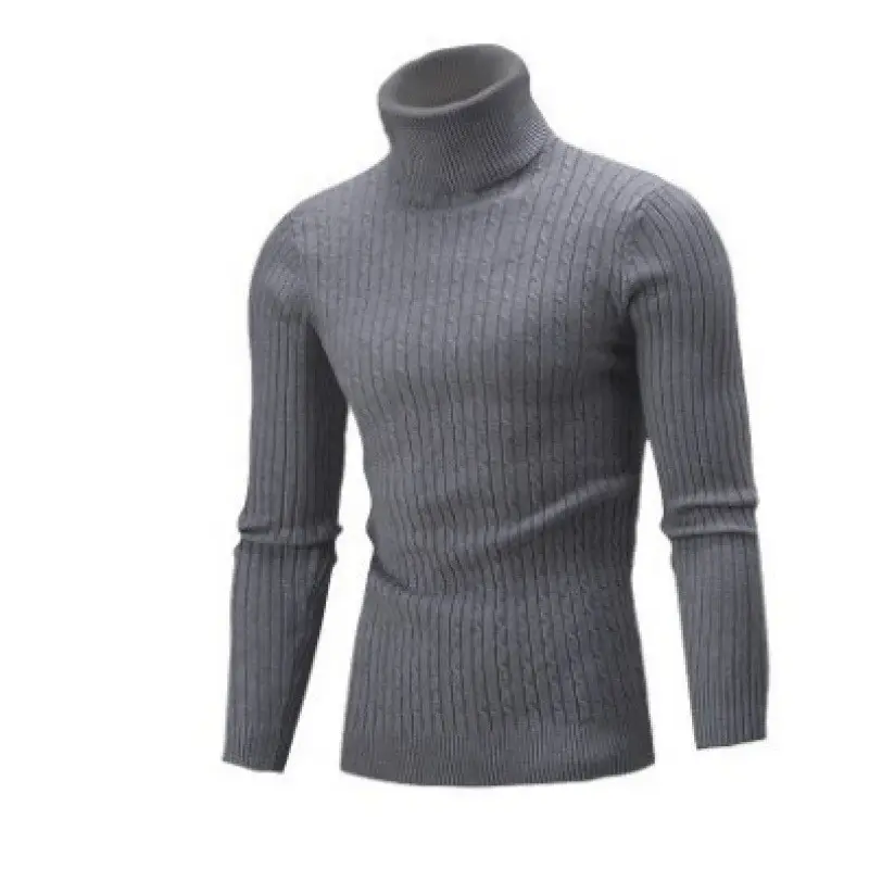 Men's Purple Turtleneck Pullover Sweater Autumn Slim Fit — feature 13