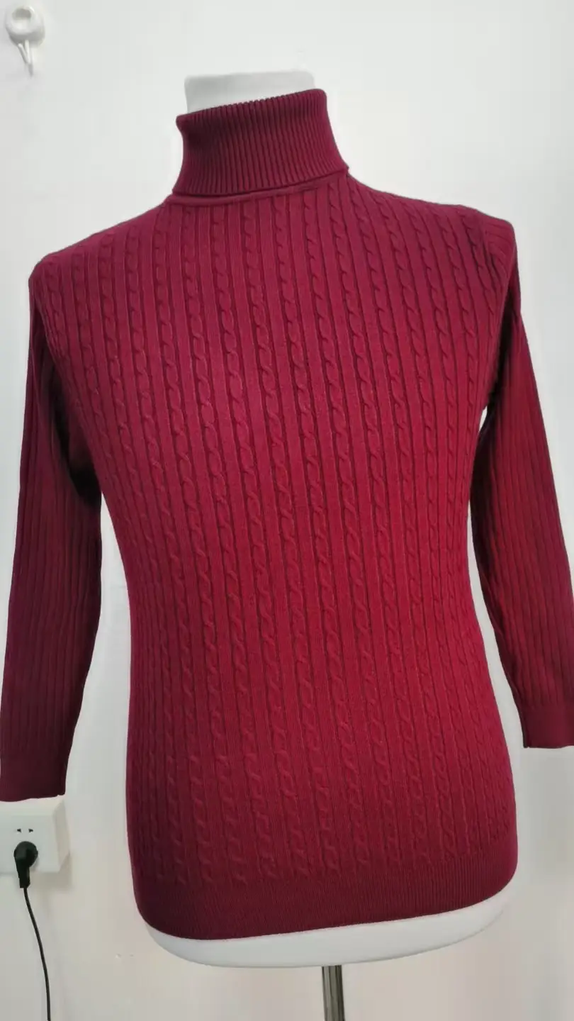 Men's Purple Turtleneck Pullover Sweater Autumn Slim Fit — feature 17