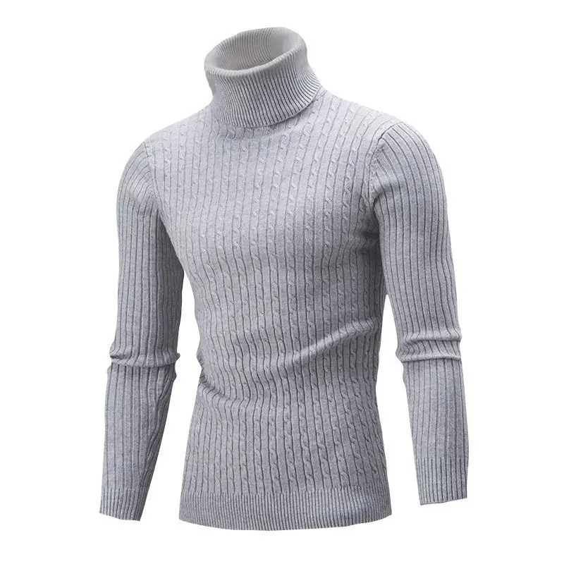 Men's Purple Turtleneck Pullover Sweater Autumn Slim Fit — feature 27