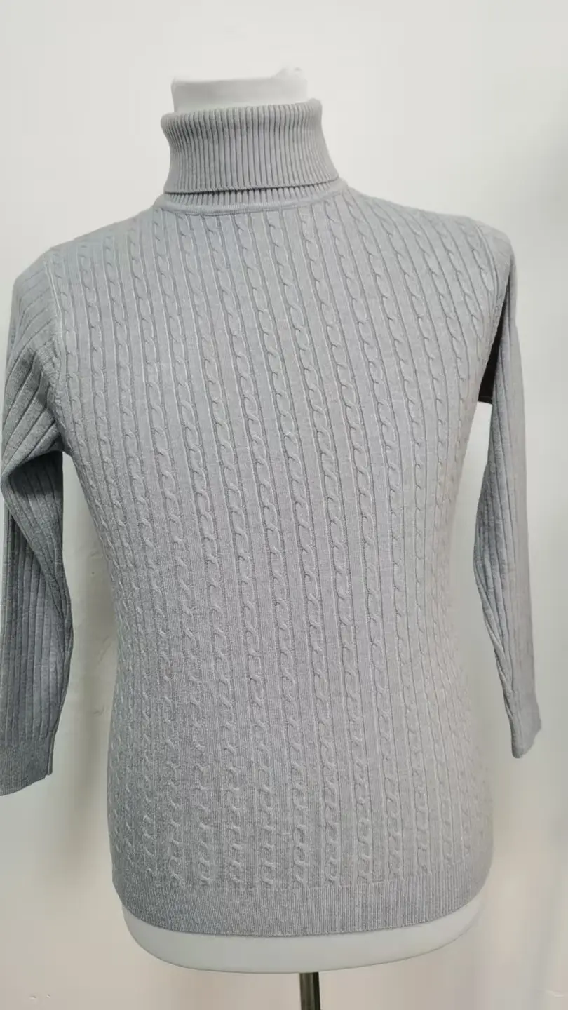 Men's Purple Turtleneck Pullover Sweater Autumn Slim Fit — feature 28