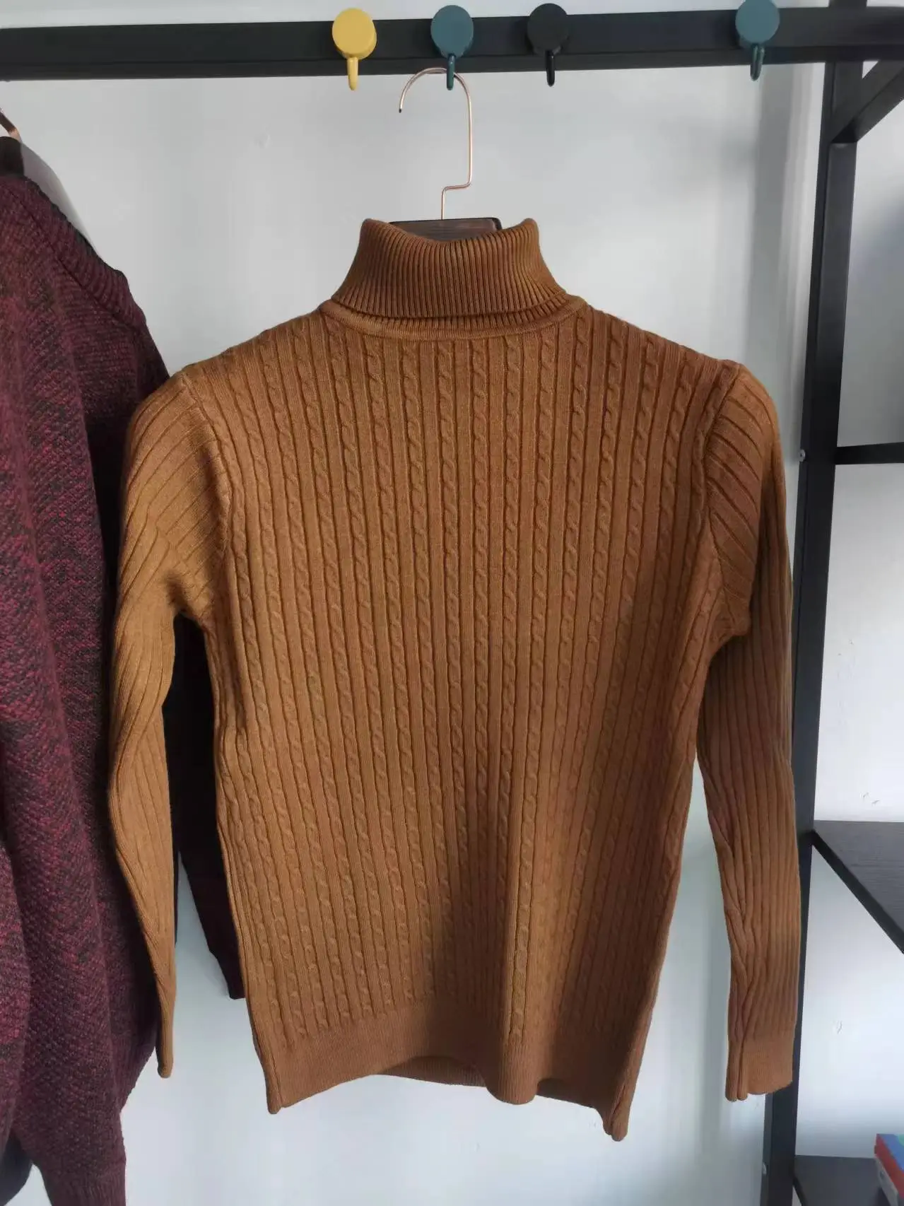 Men's Purple Turtleneck Pullover Sweater Autumn Slim Fit — feature 34