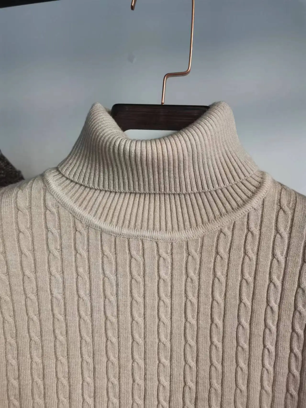 Men's Purple Turtleneck Pullover Sweater Autumn Slim Fit — feature 35