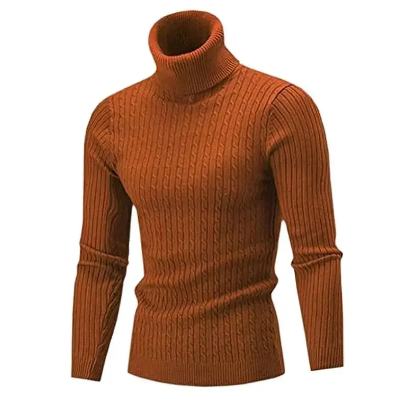 Men's Purple Turtleneck Pullover Sweater Autumn Slim Fit — feature 4