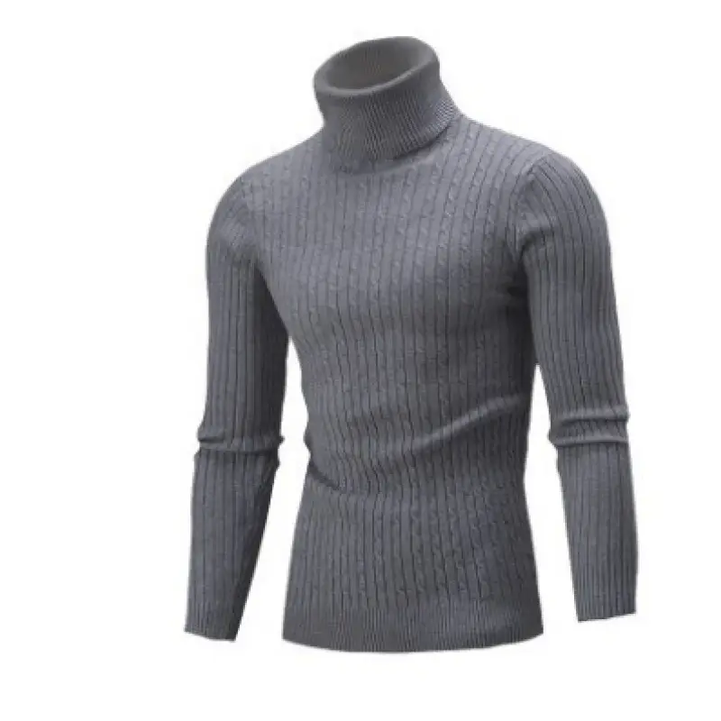 Men's Purple Turtleneck Pullover Sweater Autumn Slim Fit - Image 7