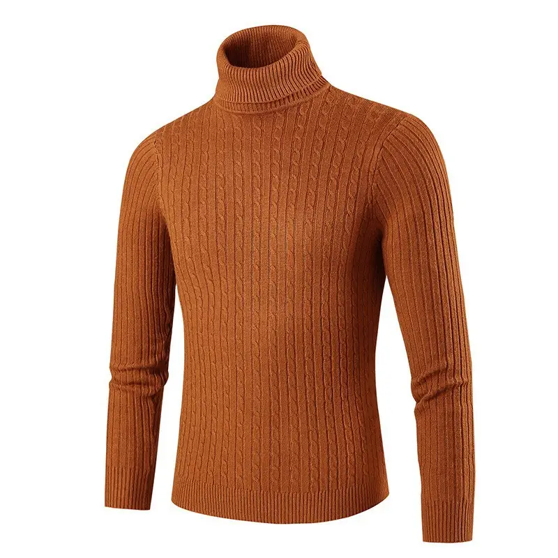 Men's Purple Turtleneck Pullover Sweater Autumn Slim Fit - Image 9