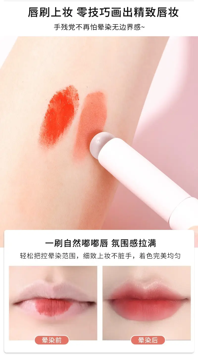 Silicone Lip Brush with Cover Q Soft Small Portable Round Head Fingertip Lipstick Blending Concealer Brush Mini Novice Makeup Brush — feature 4