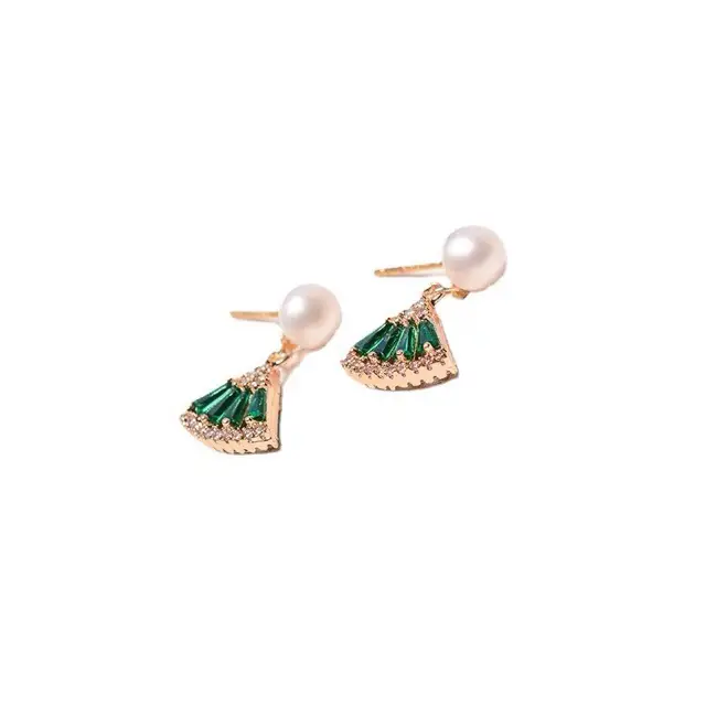 Natural Pearl French Fan Earrings for Women