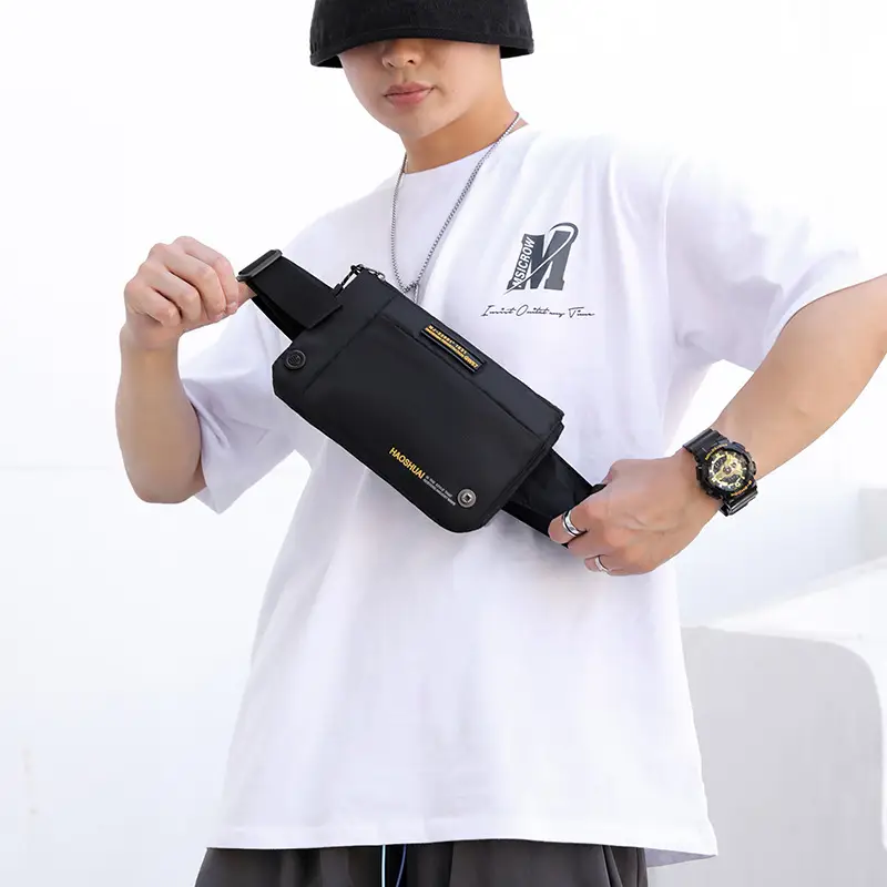 Men's Black Fanny Bag with Zipper Closure - Image 6