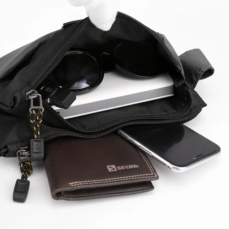 Men's Black Fanny Bag with Zipper Closure - Image 7