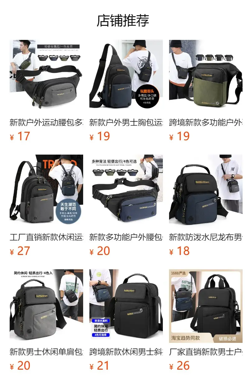 Men's Black Fanny Bag with Zipper Closure — feature 1