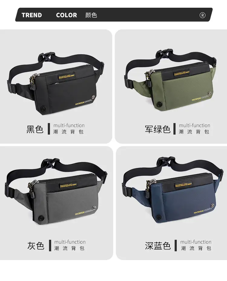 Men's Black Fanny Bag with Zipper Closure — feature 10