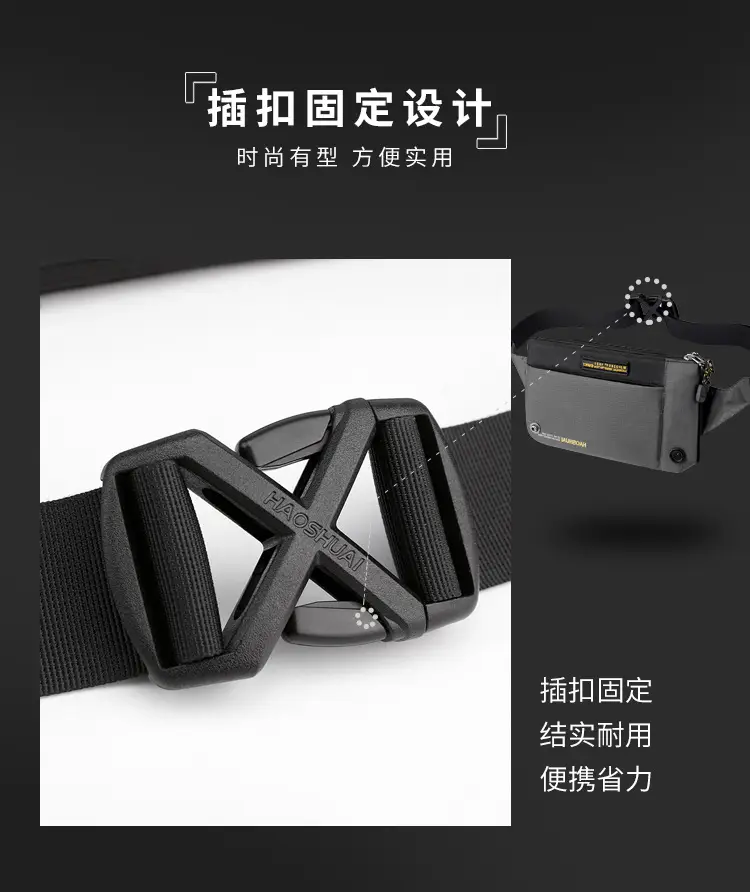 Men's Black Fanny Bag with Zipper Closure — feature 16