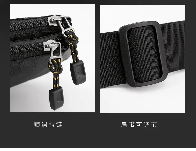 Men's Black Fanny Bag with Zipper Closure — feature 17