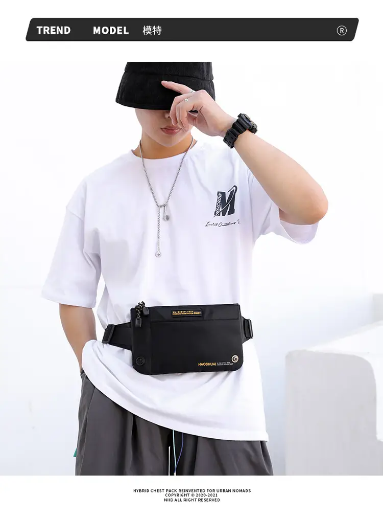 Men's Black Fanny Bag with Zipper Closure — feature 18