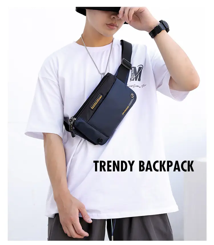 Men's Black Fanny Bag with Zipper Closure — feature 20