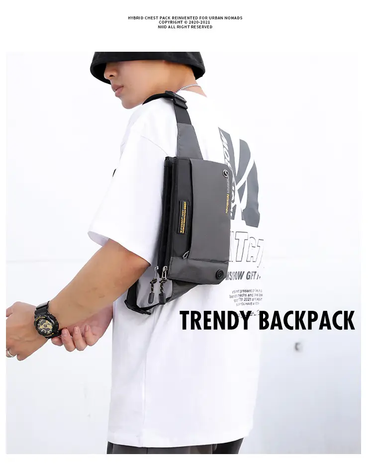 Men's Black Fanny Bag with Zipper Closure — feature 21