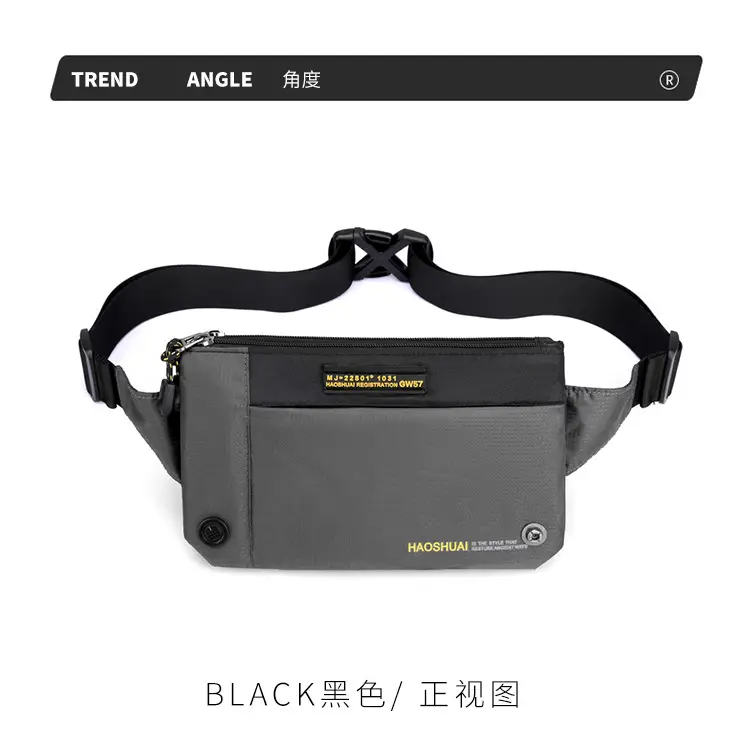 Men's Black Fanny Bag with Zipper Closure — feature 22