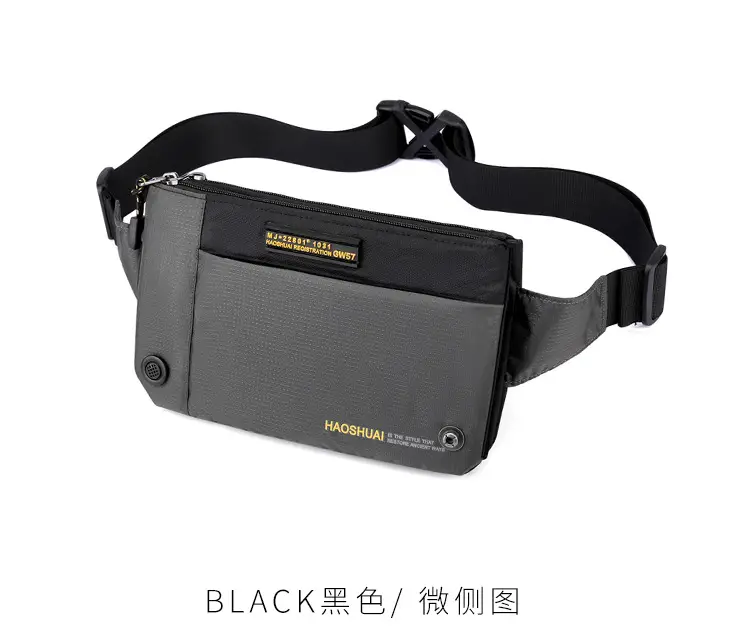 Men's Black Fanny Bag with Zipper Closure — feature 23