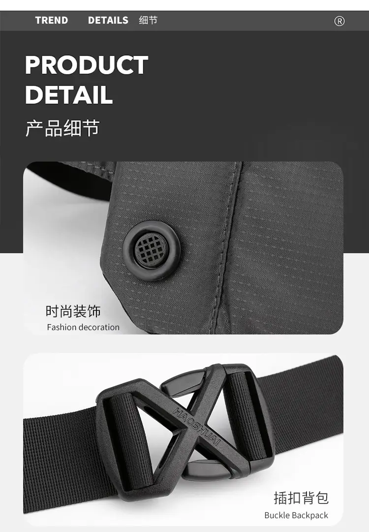 Men's Black Fanny Bag with Zipper Closure — feature 26