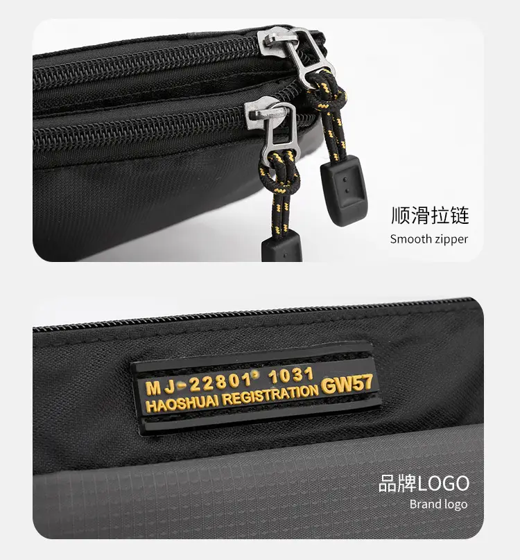 Men's Black Fanny Bag with Zipper Closure — feature 27