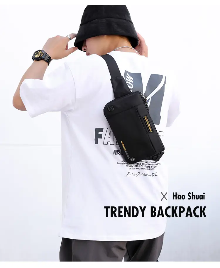 Men's Black Fanny Bag with Zipper Closure — feature 7