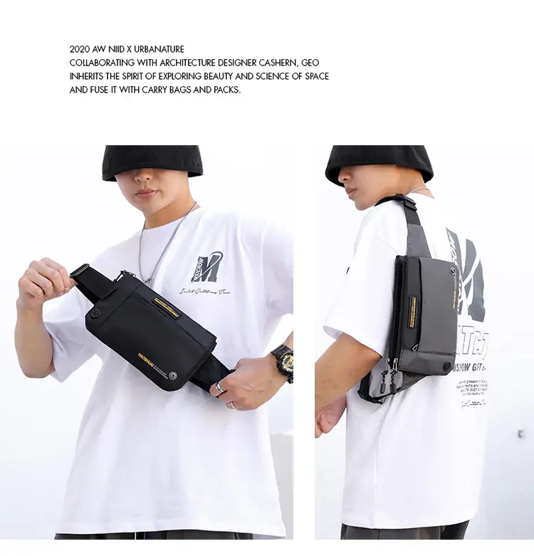Men's Black Fanny Bag with Zipper Closure — feature 8
