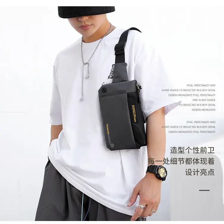 Men's Black Fanny Bag with Zipper Closure — feature 9