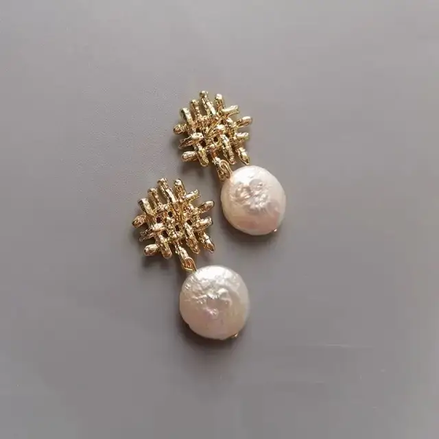 Women's Korean Style Pearl Earrings Gold Plated 14K - Image 5