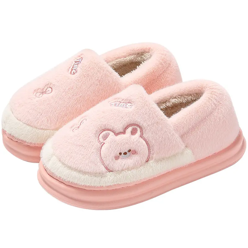 Covered Heel Cotton Slippers for Women Winter Indoor Home Warm Thick-Soled Non-Slip Household Cartoon Bear Cotton Shoes for Men Winter Wholesale - Image 18