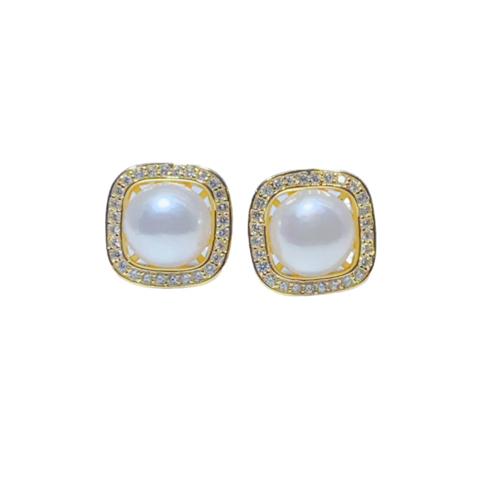 Pearl & Diamond Stud Earrings Set for Women