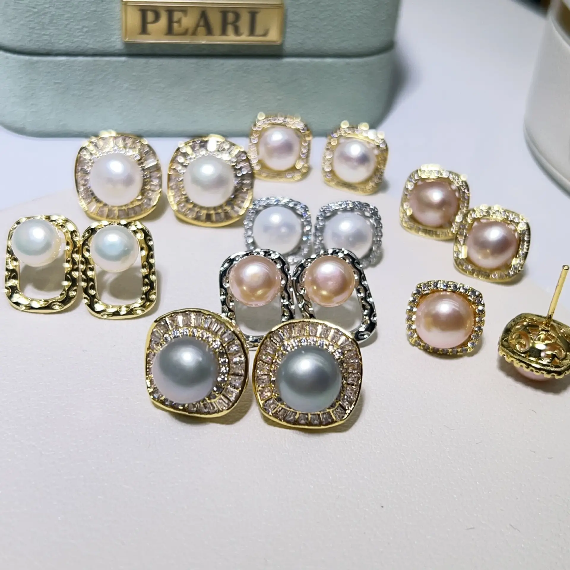 Pearl & Diamond Stud Earrings Set for Women — feature 7
