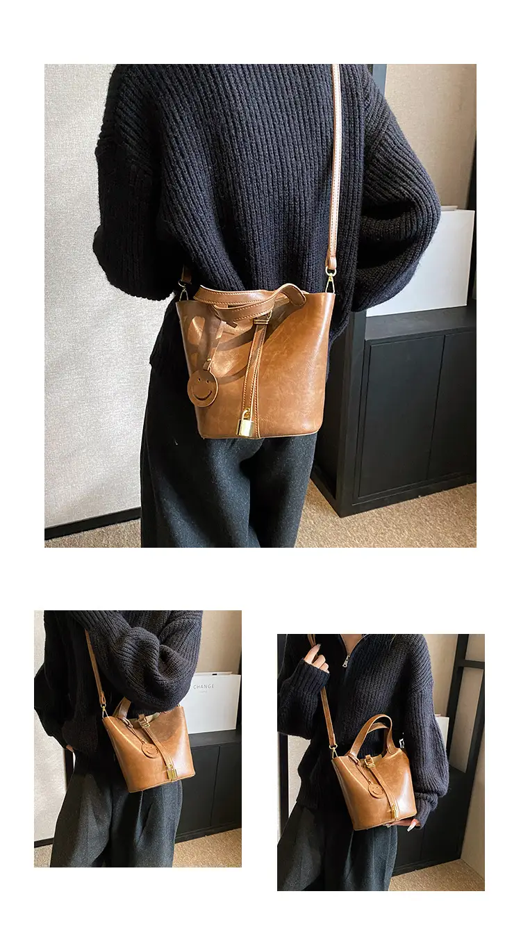 Women's Brown Leather Shoulder Bag 2023 Retro Style — feature 16