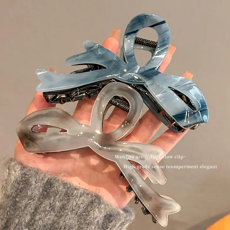 Acetate Bow Hairpin Women Large Cross Clip Shark Clip