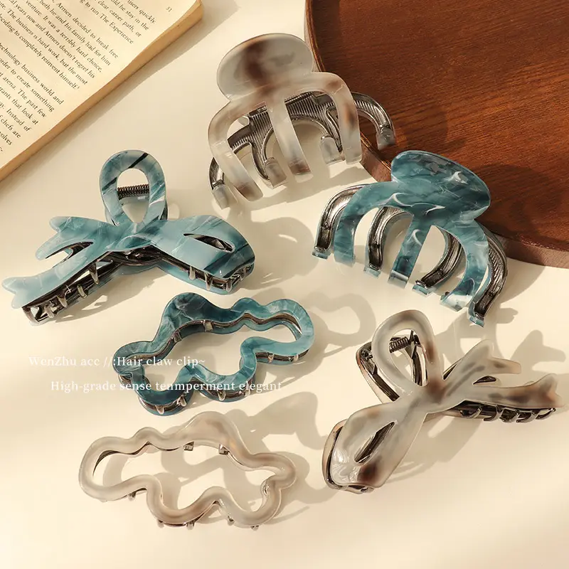 Acetate Bow Hairpin Women Large Cross Clip Shark Clip