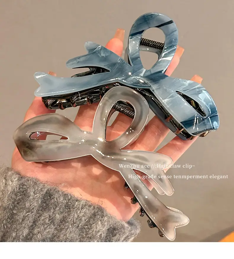 Acetate Bow Hairpin Women Large Cross Clip Shark Clip — feature 2