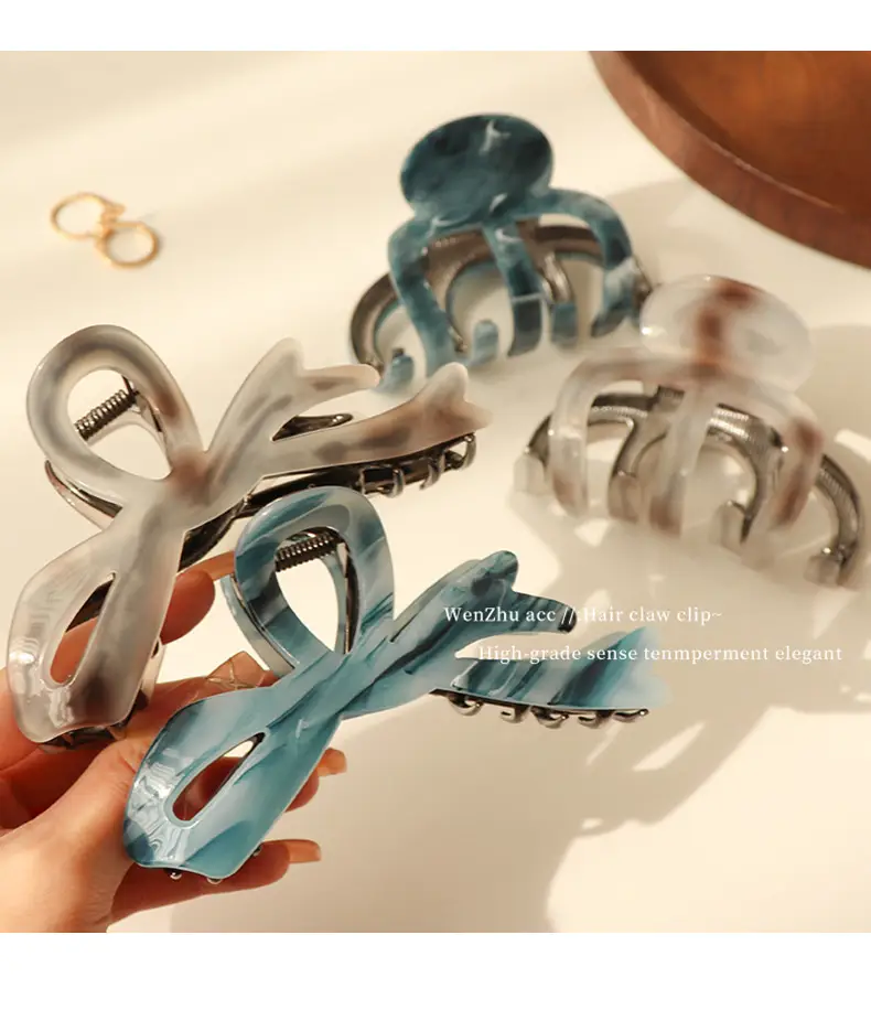 Acetate Bow Hairpin Women Large Cross Clip Shark Clip — feature 4
