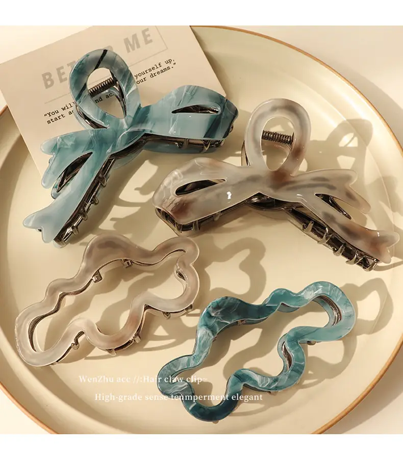 Acetate Bow Hairpin Women Large Cross Clip Shark Clip — feature 5