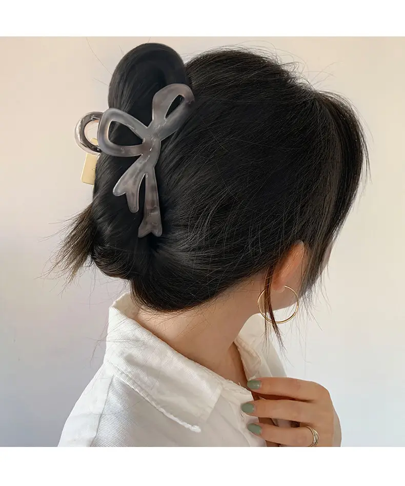 Acetate Bow Hairpin Women Large Cross Clip Shark Clip — feature 7