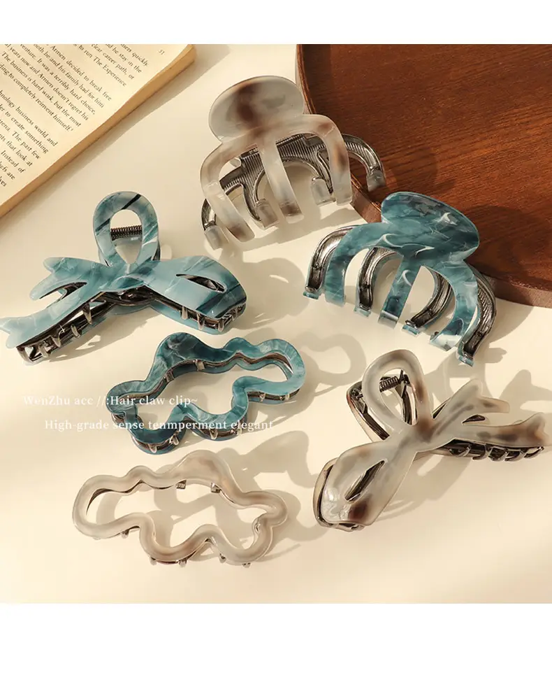 Acetate Bow Hairpin Women Large Cross Clip Shark Clip — feature 8