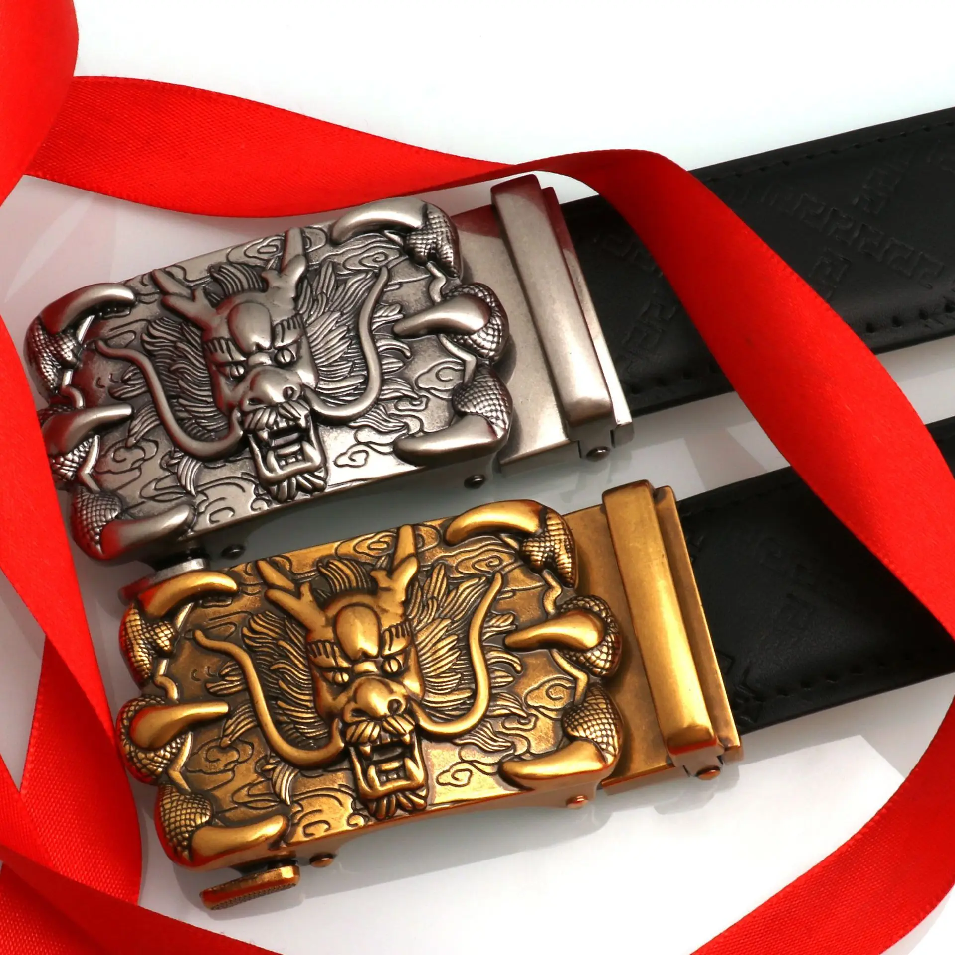 Hongsheng Gold Dragon Buckle Belt for Men