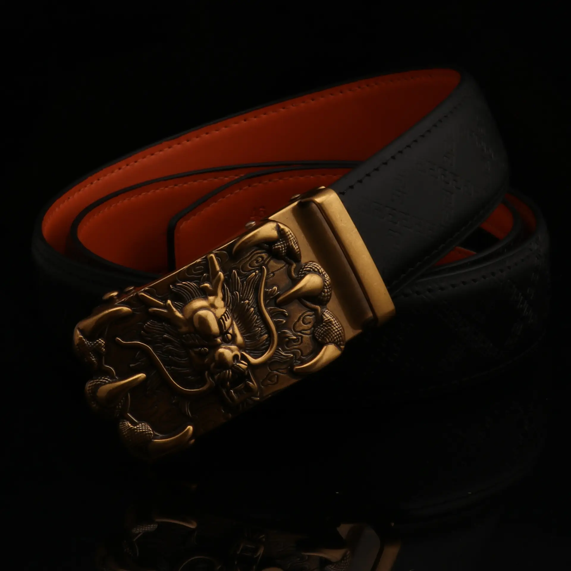 Hongsheng Gold Dragon Buckle Belt for Men