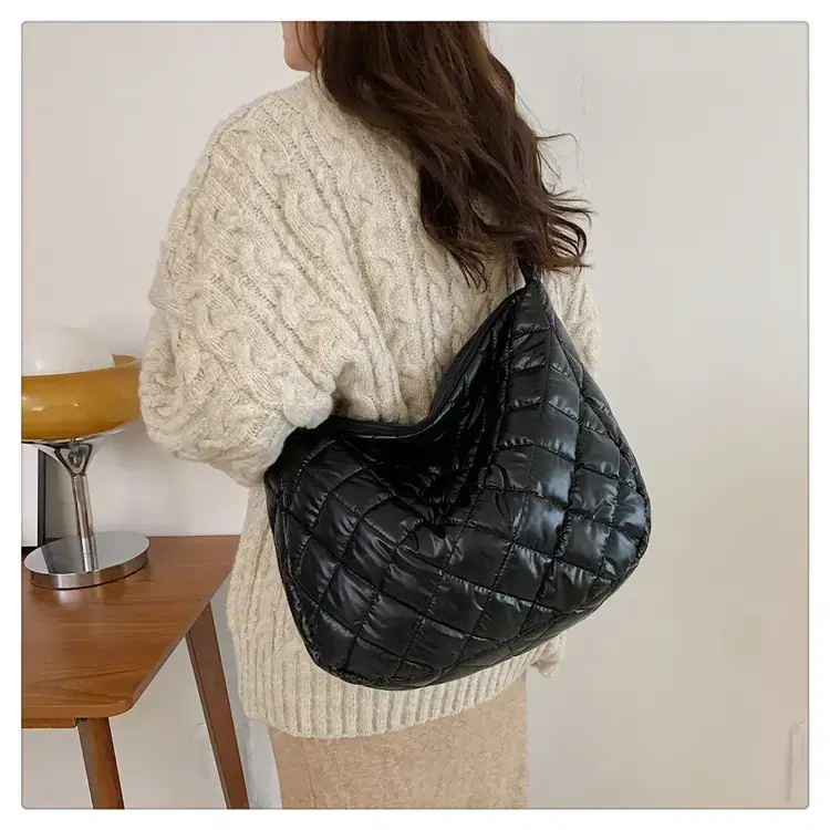 Gold Plated Quilted Shoulder Messenger Bag for Women - Image 7