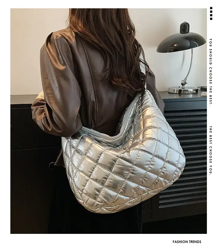 Gold Plated Quilted Shoulder Messenger Bag for Women — feature 2