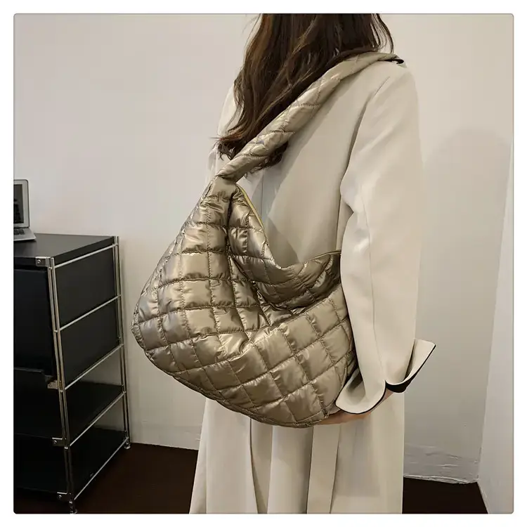 Gold Plated Quilted Shoulder Messenger Bag for Women — feature 20